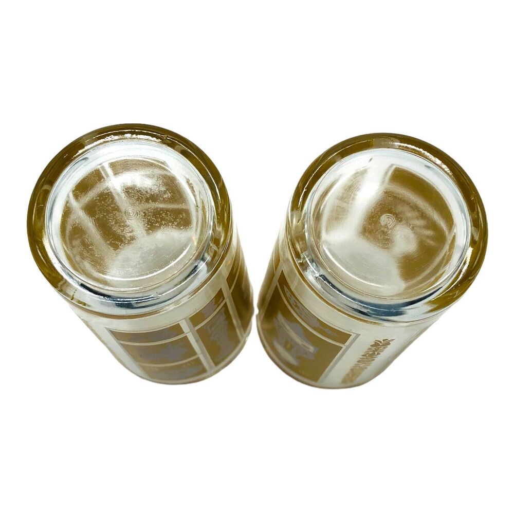 Pair VTG Libbey Tumbler Glass Mustard Gold Colonial Americana Old Time Country‎ - Picture 9 of 12